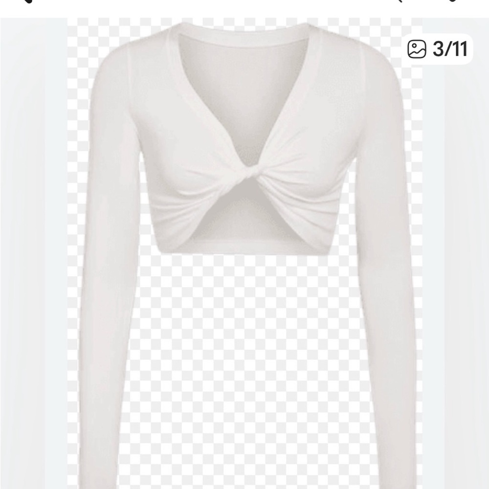 SKIMS Cream Long Sleeve Crop Top